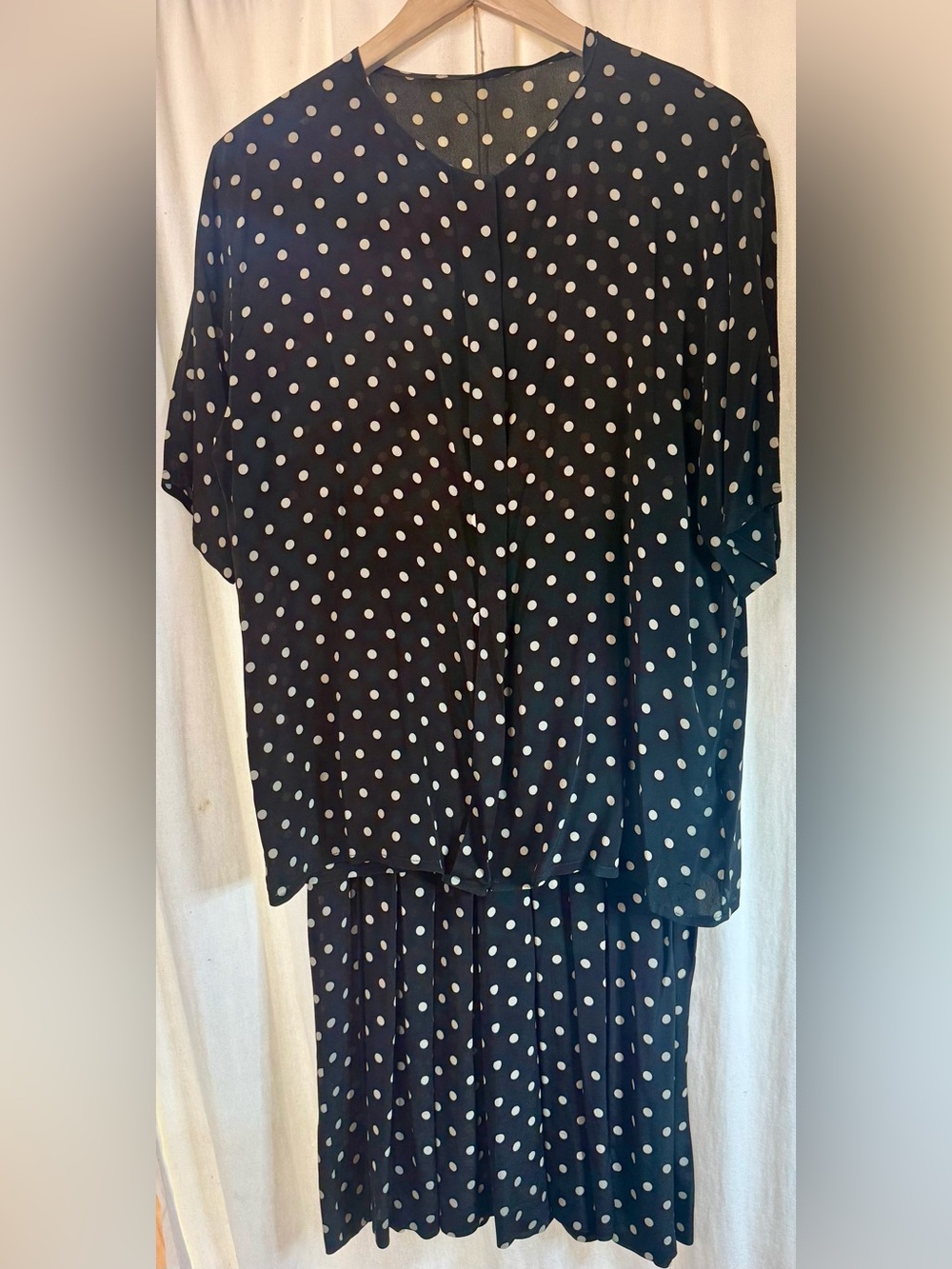 Jaeger Polka Dot Skirt and Blouse Set